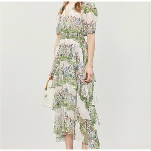 Maje Cream Floral Flutter Sleeve Sundress